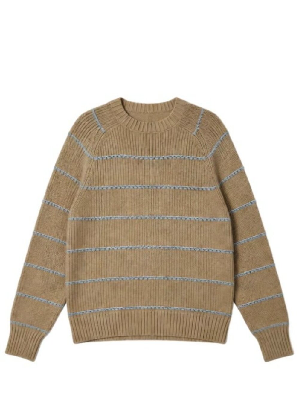 Madewell Tan / Beige Blue Stripe Knit Sweater Medium M